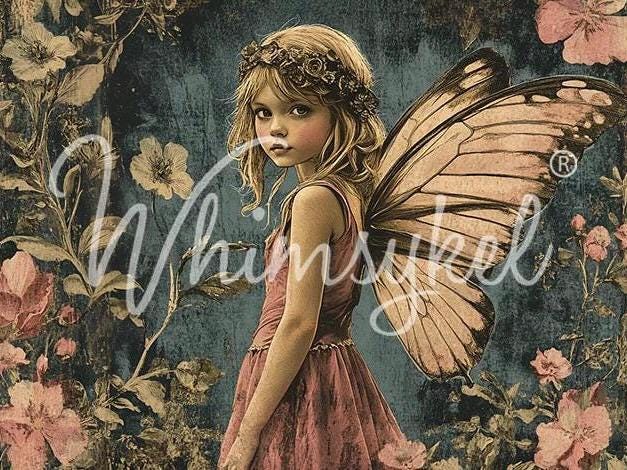 FLOWER FAIRY | Large Decoupage Tissue Paper for Furniture | Arts & Crafts | 21x29 | Whimsykel Designs | littlest fairy girl