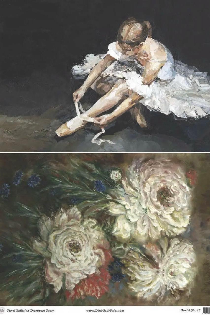 DISCONTINUED - Floral Ballerina - A1 Rice Decoupage Paper - Dixie Belle Paint  DISCONTINUED