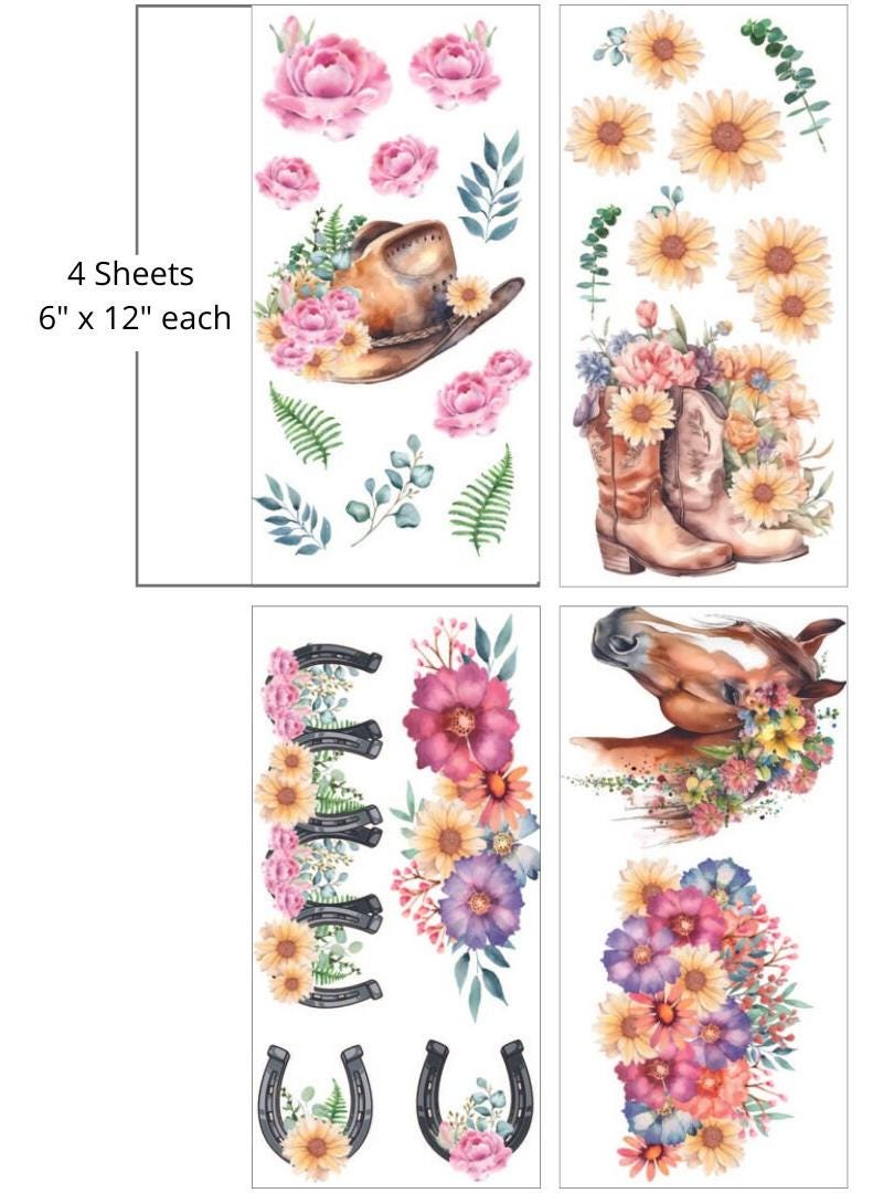 MANE BOUQUET | Small Transfer | Dixie Belle Paint |equine cowboy transfers