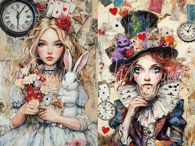ALLISON/MATTIE DUO | Large Decoupage Tissue Paper for Furniture | Arts & Crafts | 21x29 | Whimsykel Designs