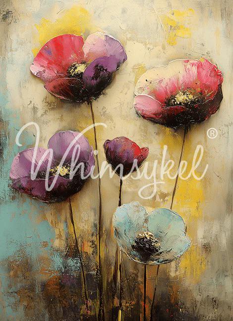 PAINTED POPPIES | Large Decoupage Tissue Paper for Furniture | 21x29 Whimsykel Designs | large painted poppies