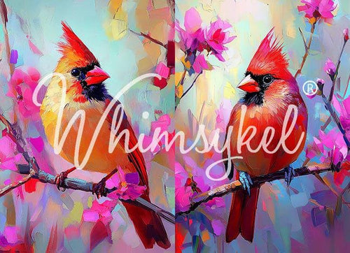 Cardinal Companions | 21”x29” | Large Decoupage Tissue Paper | Whimsykel Designs | 2 in 1 duo cardinals Whimsykel
