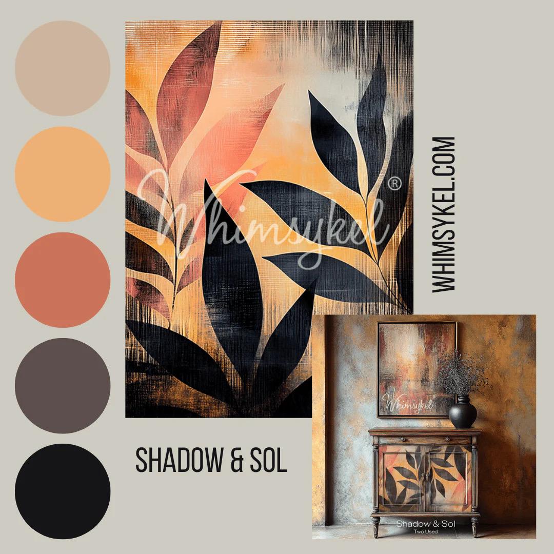 SHADOW & SOL | Large Decoupage Tissue Paper for Furniture | 21x29 Whimsykel Designs | abstract leaves