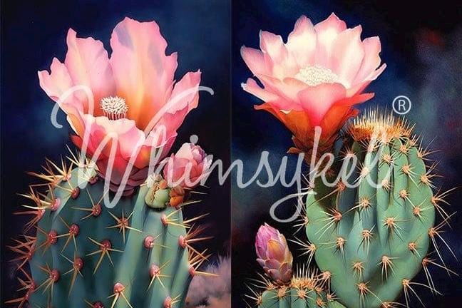 DESERT CACTUS DUO | Large Decoupage Tissue Paper for Furniture | 21x29 Whimsykel Designs | two stunning cacti