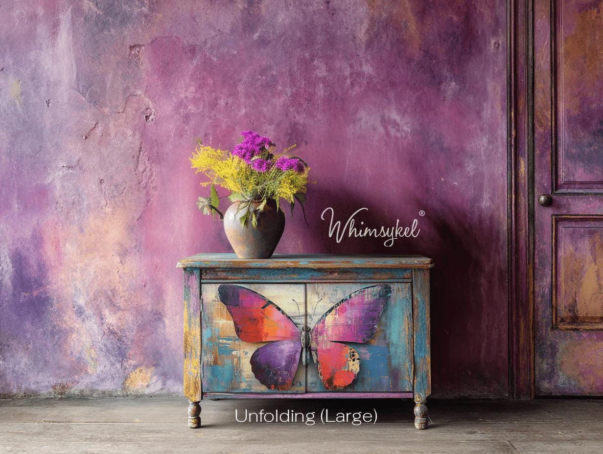 UNFOLDING TRIO | Large Decoupage Tissue Paper for Furniture | 21x29 Whimsykel Designs | three layered butterflies