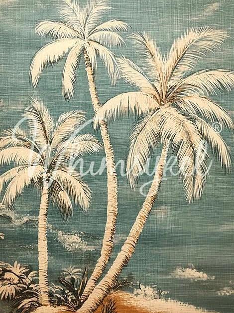 LINEN PALMS | Large Decoupage Tissue Paper for Furniture | 21x29 Whimsykel Designs | distressed palm trees
