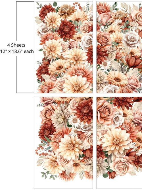 AUTUMN HARVEST | Large Transfer | Dixie Belle Paint Company | 4 sheets of autumn florals Dixie Belle Paint