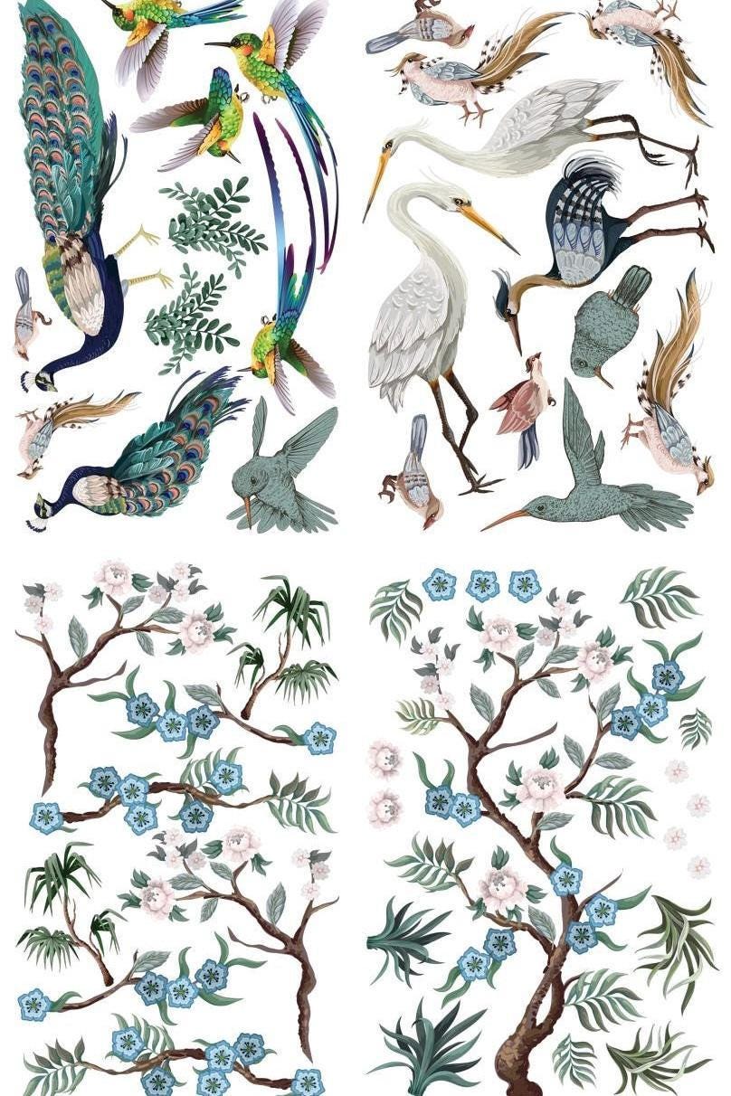 CHINOISERIE | Retired | Transfer | Dixie Belle Paint | Birds on translucent background