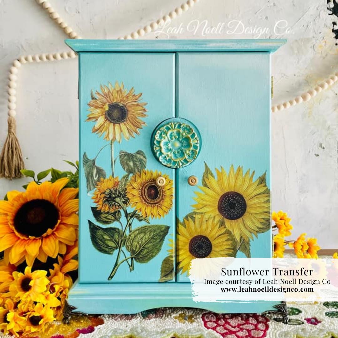 SUNFLOWERS | Transfer for Furniture | Retired | Dixie Belle Paint | 24"x38" divided into 4 sheets | lots of different sunflower designs
