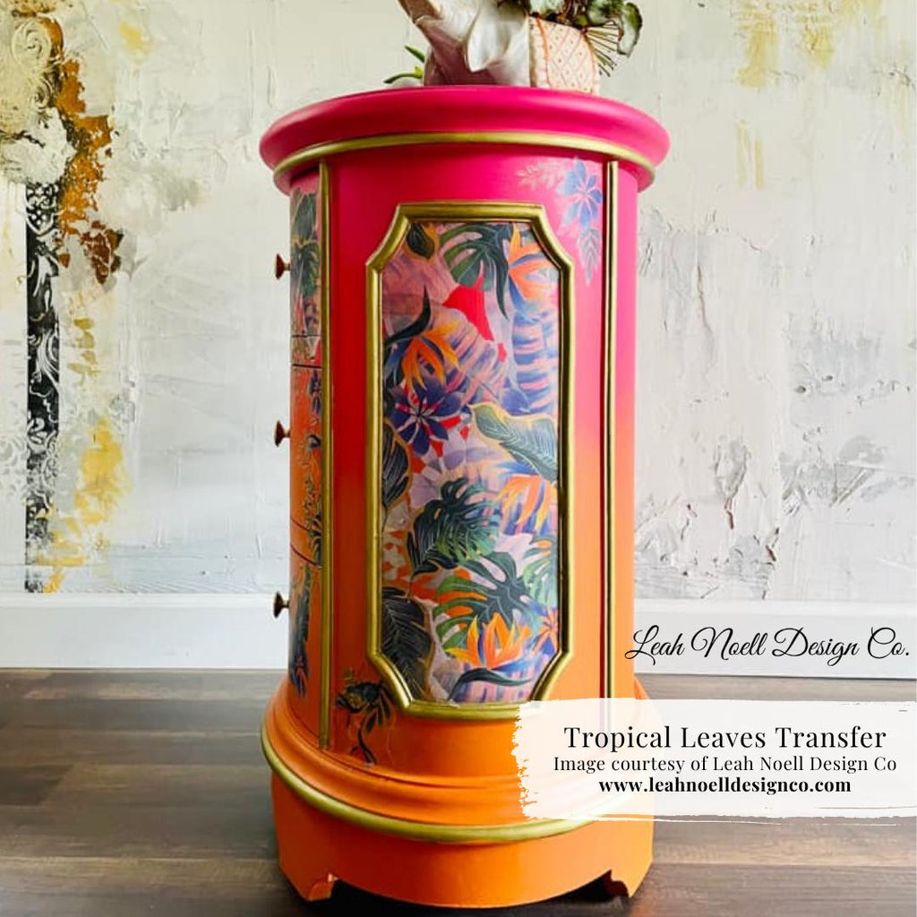 TROPICAL LEAVES | RETIRED | Large Transfer for Furniture | Dixie Belle Paint | 24"x38" divided into 4 sheets