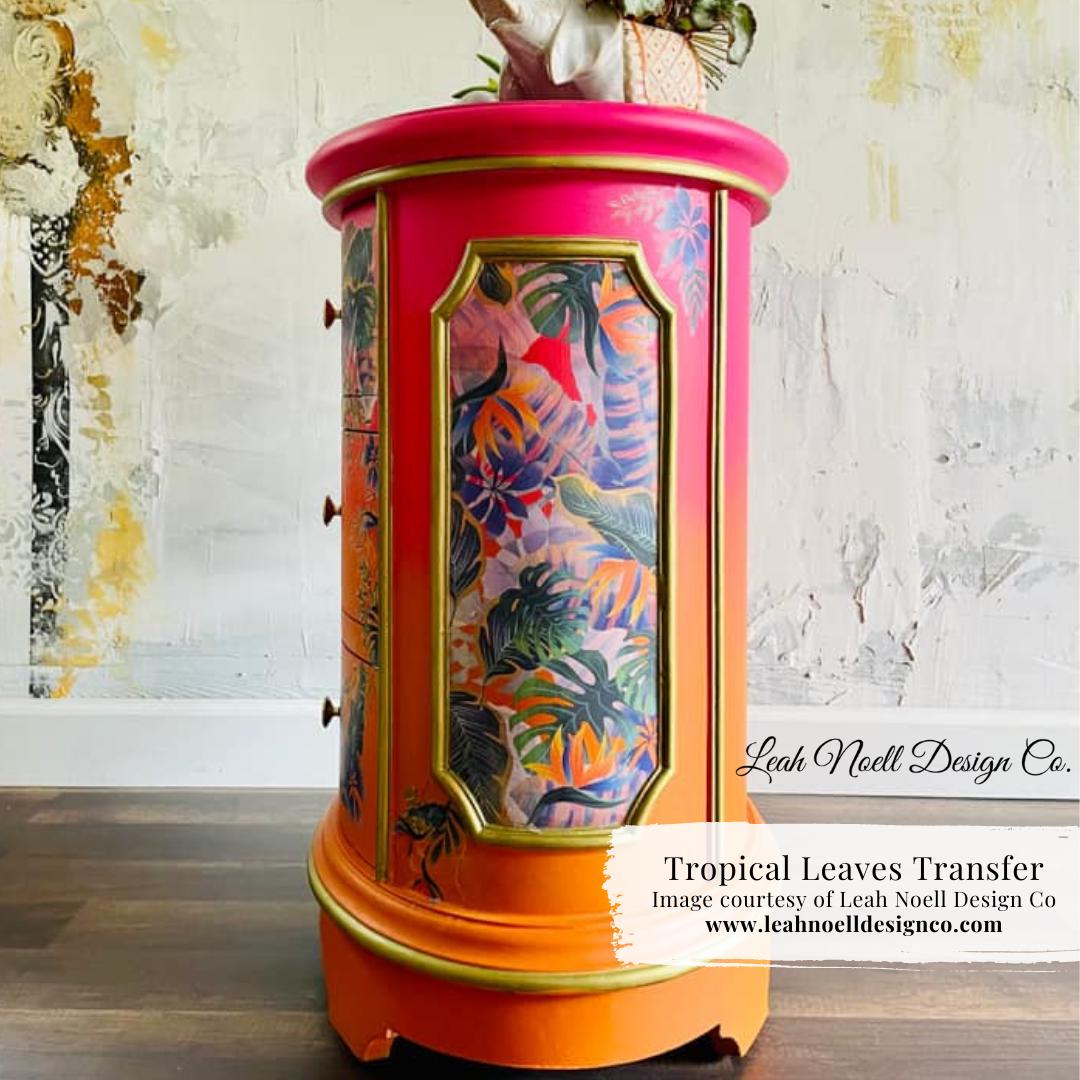 TROPICAL LEAVES | RETIRED | Large Transfer for Furniture | Dixie Belle Paint | 24"x38" divided into 4 sheets