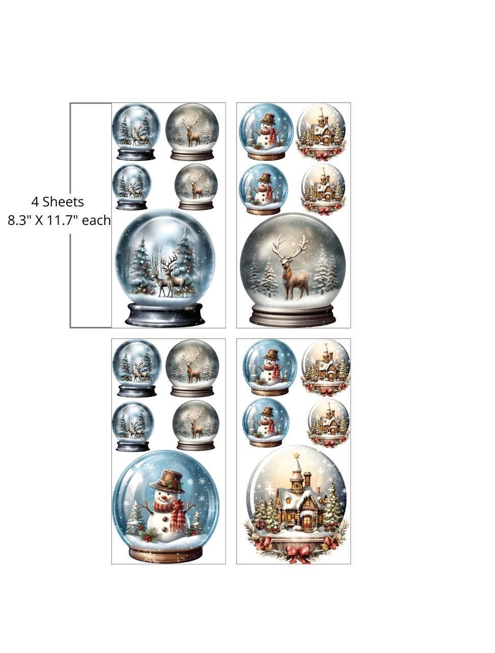 SNOW GLOBES | Water Slide Transfer | Dixie Belle Paint Company | 4 separate sheets of snow globes, various sizes/designs
