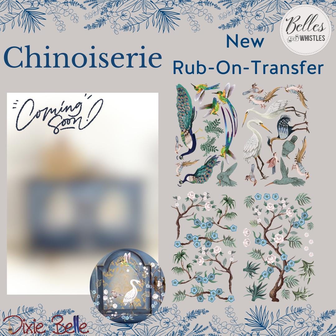 CHINOISERIE | Retired | Transfer | Dixie Belle Paint | Birds on translucent background