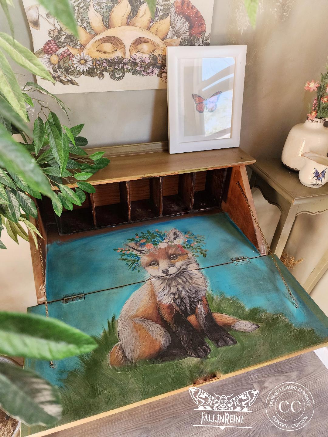FLORAISON FOX | Rice Decoupage Paper | A3 - 11.7" x 16.54"| For Furniture | Crafts | Art | Dixie Belle Paint