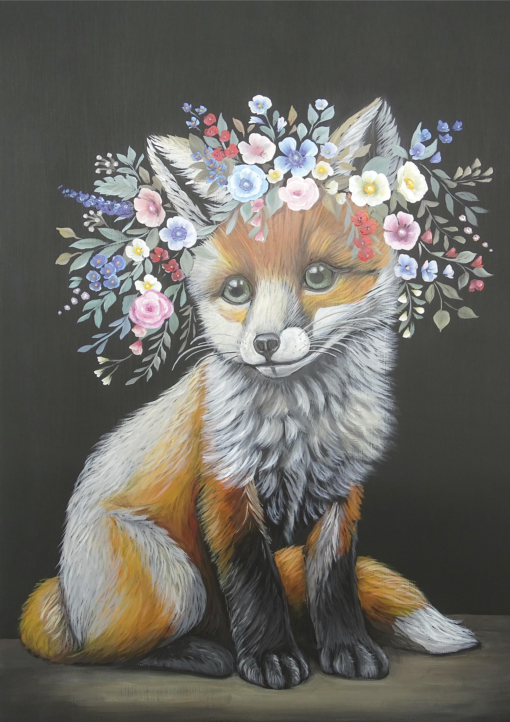 FLORAISON FOX | Rice Decoupage Paper | A3 - 11.7" x 16.54"| For Furniture | Crafts | Art | Dixie Belle Paint