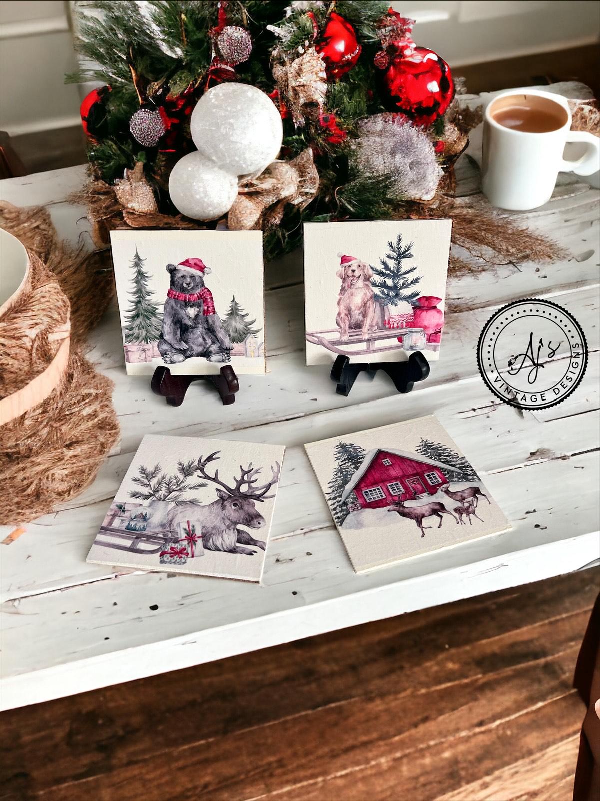 FROSTY FOREST FRIENDS | 1 Sheet - A4 8.3" x 11.7" | Rice Decoupage Paper For Furniture | Crafts | Art | Dixie Belle Paint