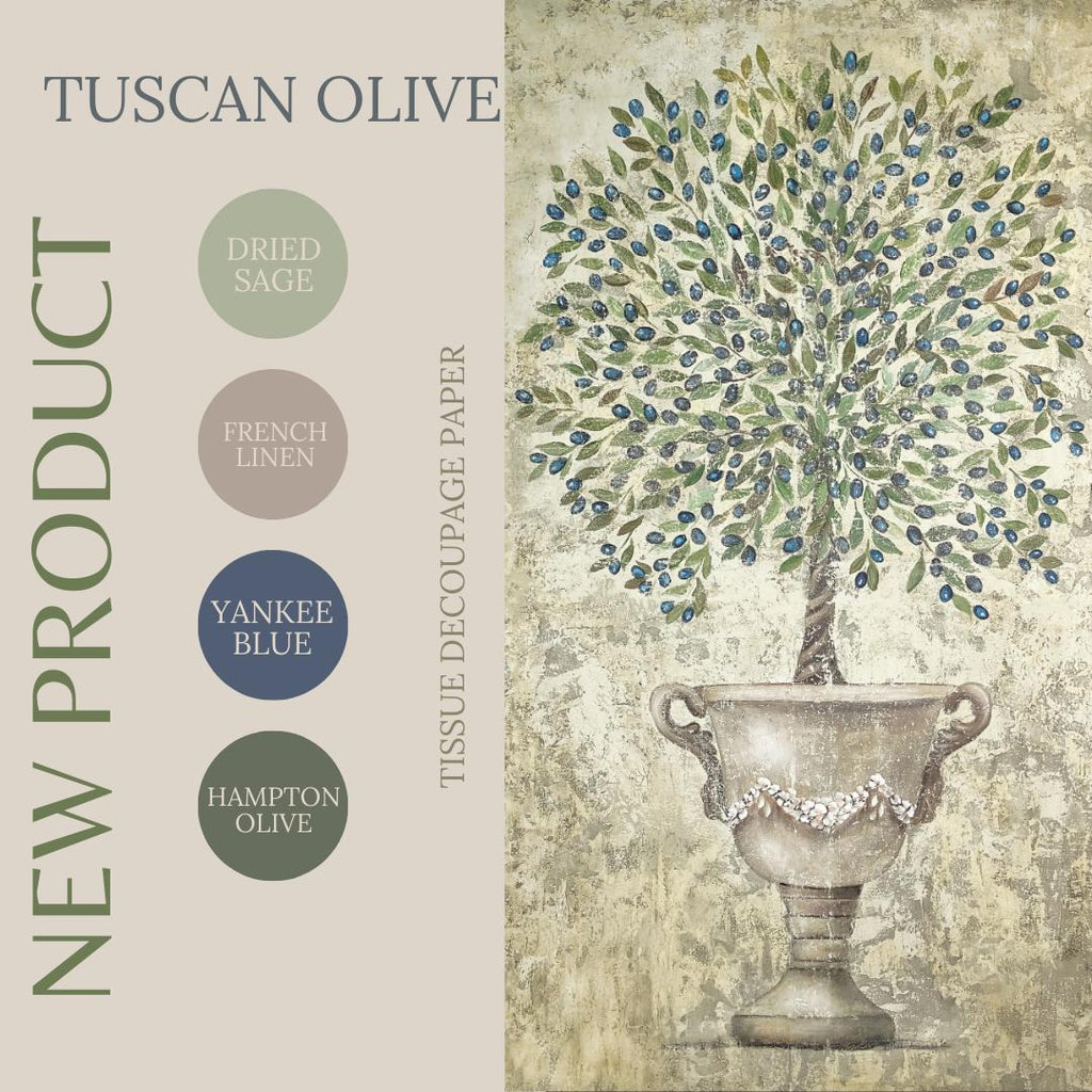 TUSCAN OLIVE | 21"x29" | Rice Decoupage Paper | For Furniture | Crafts | Art | Dixie Belle Paint