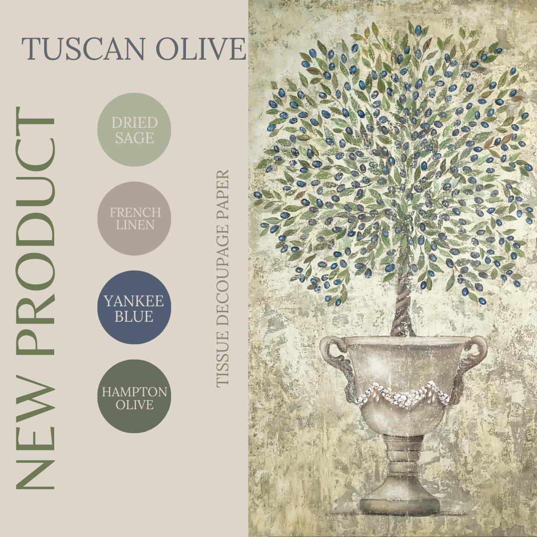 TUSCAN OLIVE | 21"x29" | Rice Decoupage Paper | For Furniture | Crafts | Art | Dixie Belle Paint