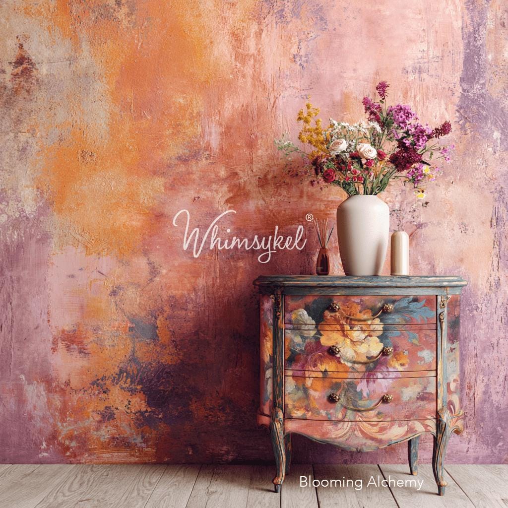 Whimsykel | Blooming Alchemy | Decoupage Tissue Paper | 14"x20" or 21"x29" | baroque-inspired florals