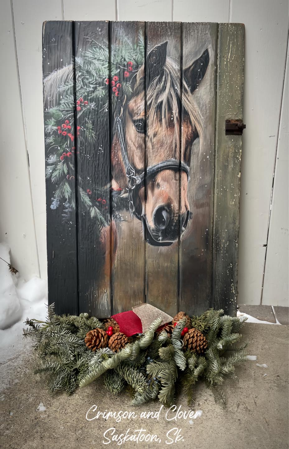 YULETIDE STEED | Large Decoupage Tissue Paper for Furniture | 14x20 or 21x29 | Whimsykel Designs | majestic yuletide horse