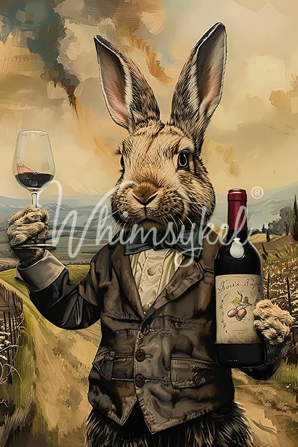 BUNNY BORDEAUX | Decoupage Tissue Paper for Furniture | 14x20 or 21"x29" | Whimsykel Designs | bunny sommelier