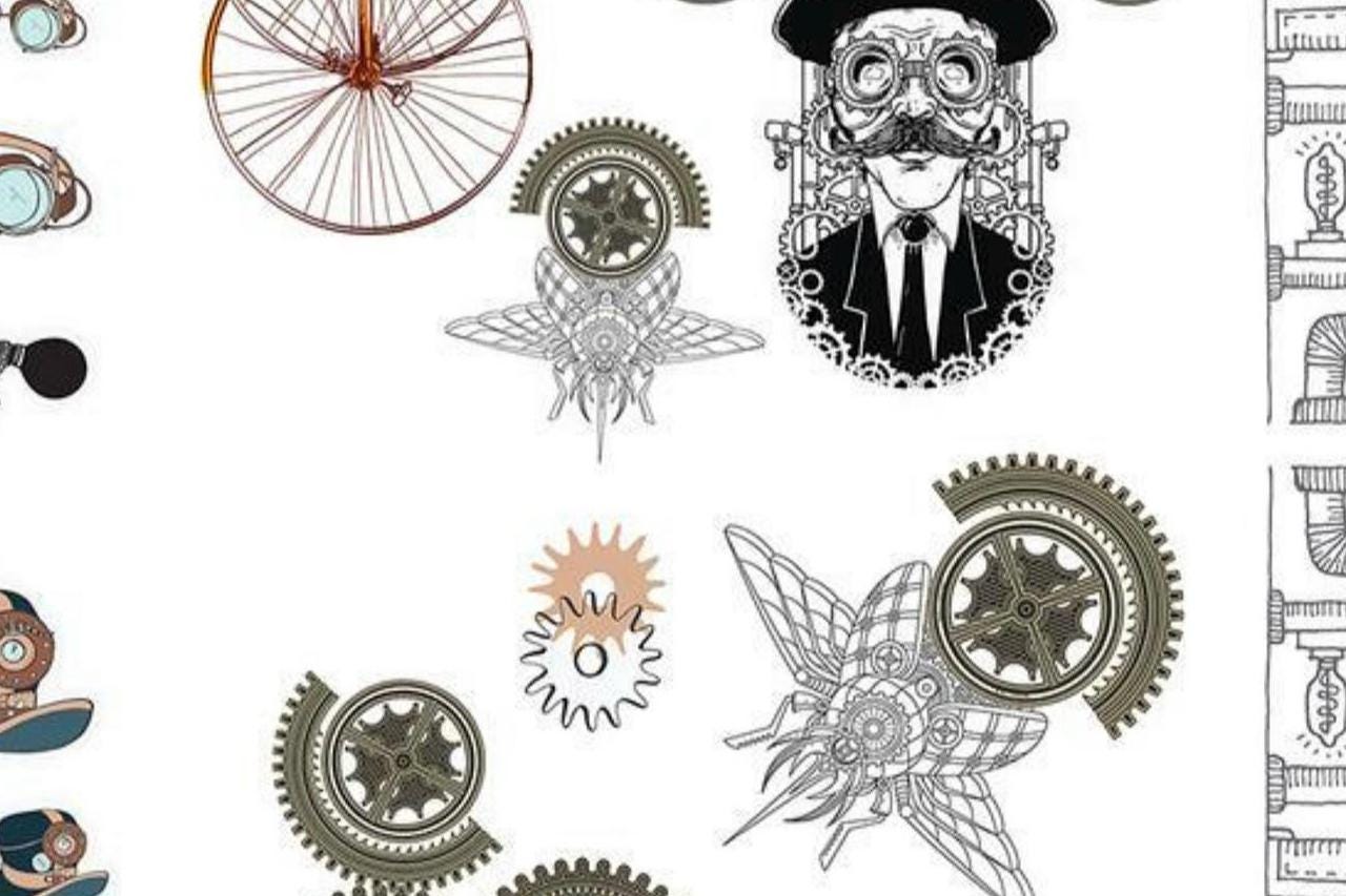 STEAMPUNK | Transfer | Retired | 6 Sheets  | Dixie Belle Paint | vintage punk themed transfer