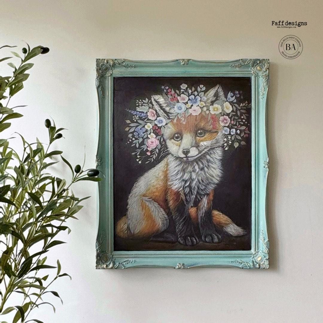 FLORAISON FOX | Rice Decoupage Paper | A3 - 11.7" x 16.54"| For Furniture | Crafts | Art | Dixie Belle Paint
