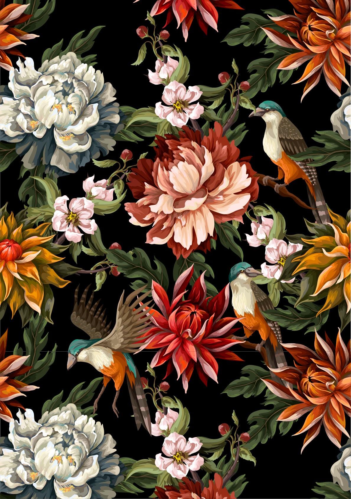 MIDNIGHT GARDEN | A2 16.5" x 23.4" | Rice Decoupage Paper | For Furniture | Crafts | Art | Dixie Belle Paint