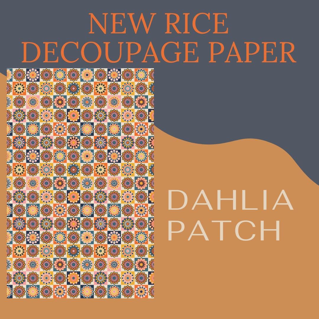 DAHLIA PATCH | A3- 11.7 x 16.54 inches | Rice Decoupage Paper | Furniture | Crafts | Art