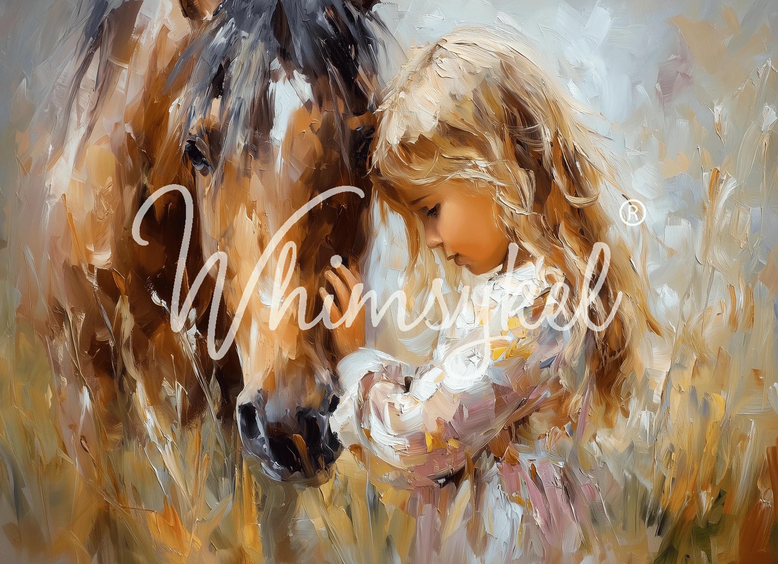 THE BOND | Large Decoupage Tissue Paper for Furniture | Arts & Crafts | 21x29 or 14"x20" | Whimsykel Designs | young girl w her horse