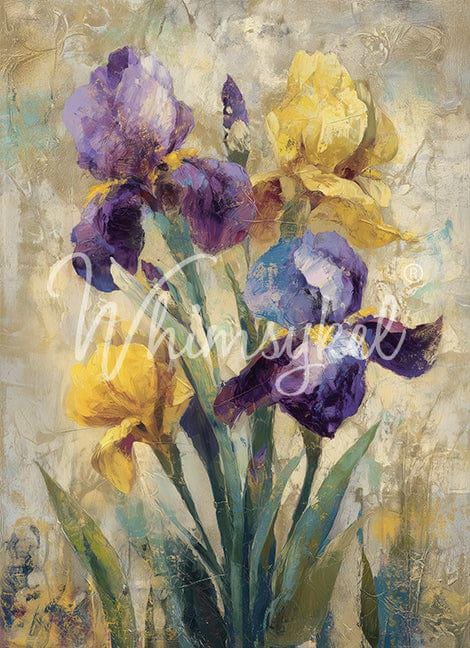 WHEN SPRING FADES | Large Decoupage Tissue Paper for Furniture | 14x20 or 21x29 | Whimsykel Designs | blooming irises