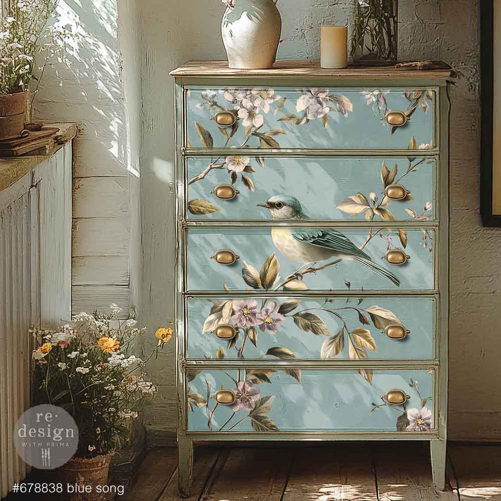 BLUE SONG | Decoupage Paper for Furniture | 23.4"x33.1"| Redesign with Prima