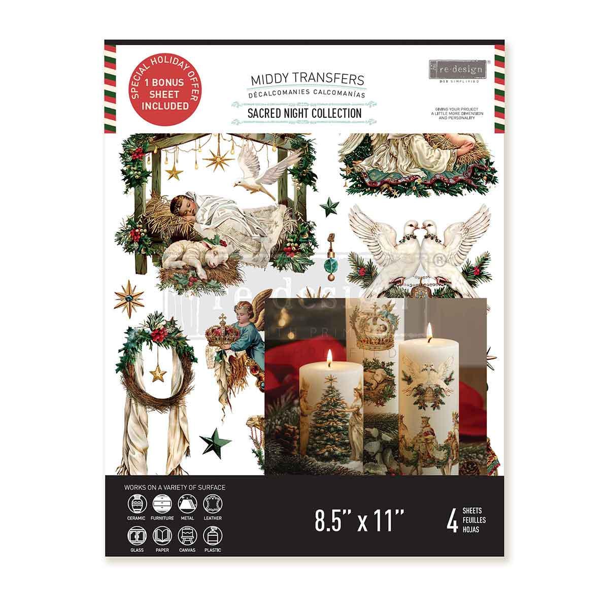 SACRED NIGHT COLLECTION | Middy Transfers | Redesign With Prima | Rub on Transfers | Furniture | Arts & Crafts | 4 sheets-8.5" x 11"