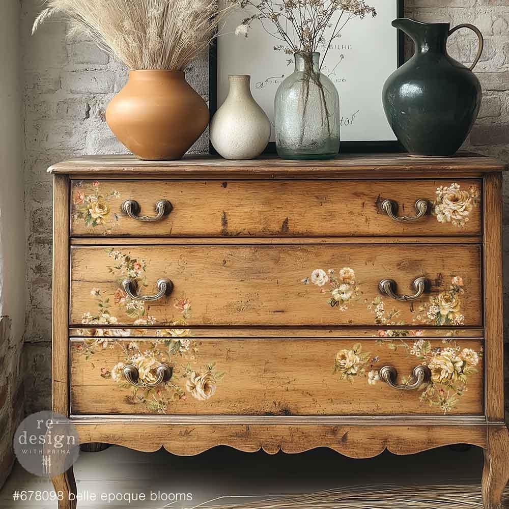 BELLE ÉPOQUE BLOOMS | Middy Transfers | Redesign With Prima | Rub on Transfers | Furniture | Arts & Crafts | 3 sheets-8.5" x 11"