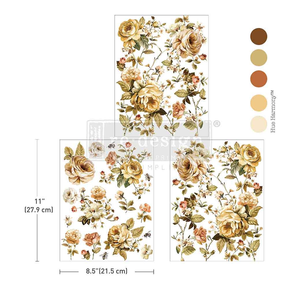 BELLE ÉPOQUE BLOOMS | Middy Transfers | Redesign With Prima | Rub on Transfers | Furniture | Arts & Crafts | 3 sheets-8.5" x 11"