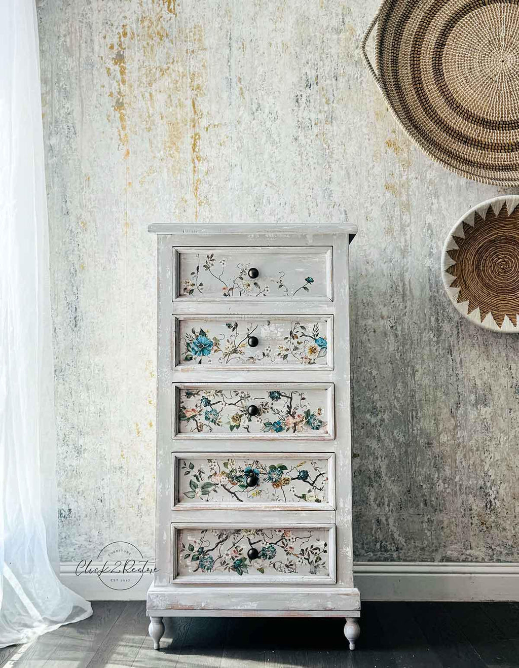 BLUE VINE | Decor Transfers | Redesign With Prima | Rub on Transfers | Furniture | Arts & Crafts | 24"X35", cut into 4 sheets