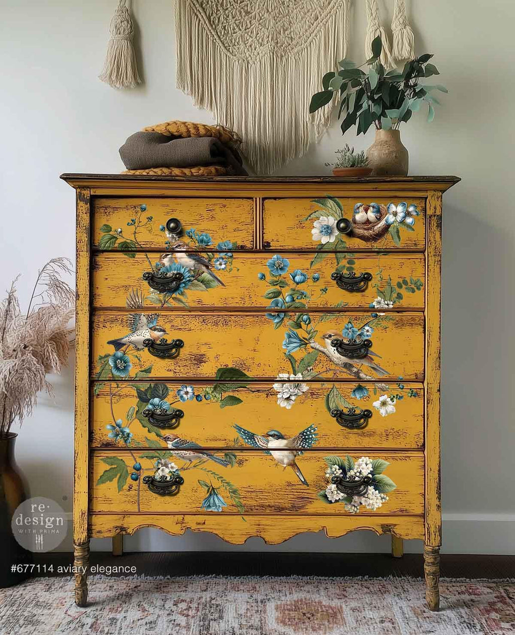 AVIARY ELEGANCE | Decor Transfers | Redesign With Prima | Rub on Transfers | Furniture | Arts & Crafts | 24"X35", cut into 4 sheets