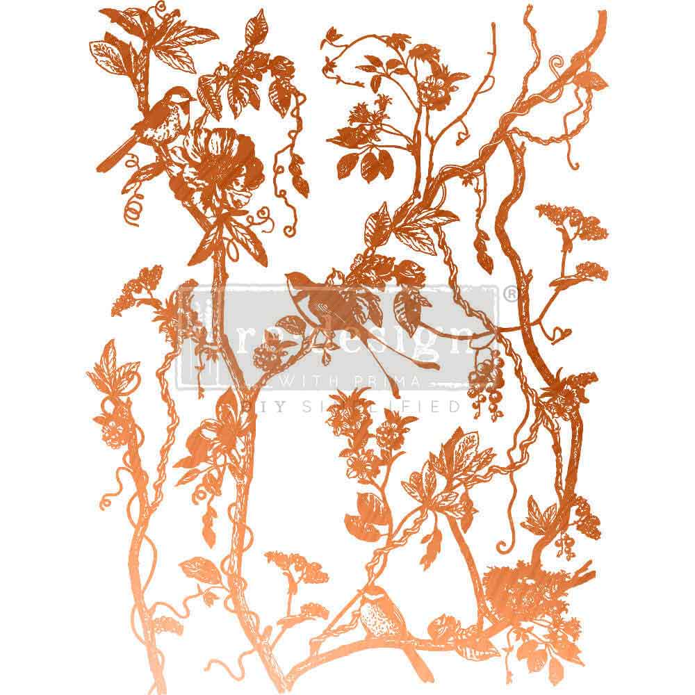 BIRD WATCHING | Decor Transfers | Redesign With Prima | Copper Foil | Rub on Transfers | Furniture | Arts & Crafts | 18"X24", 2 sheets