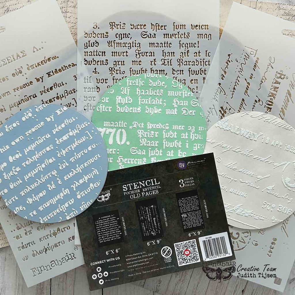 OLD PAGES | Stencil Set | Furniture | Arts & Crafts | 6"x9"; 3 stencils | Redesign with Prima | manuscripts/anciet Greek