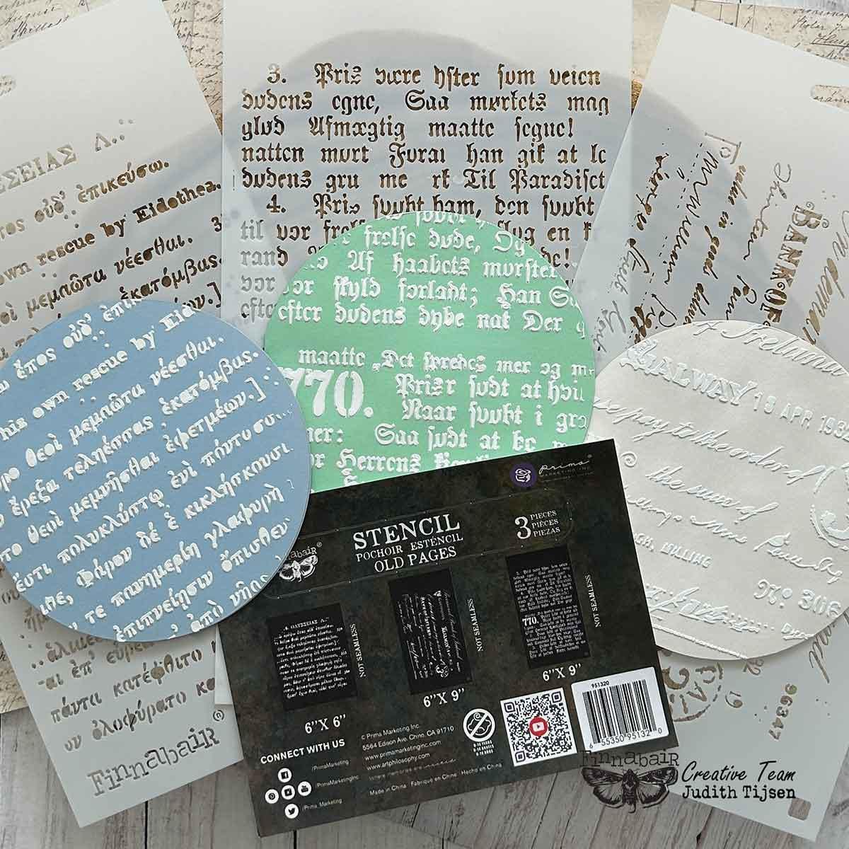 OLD PAGES | Stencil Set | Furniture | Arts & Crafts | 6"x9"; 3 stencils | Redesign with Prima | manuscripts/anciet Greek