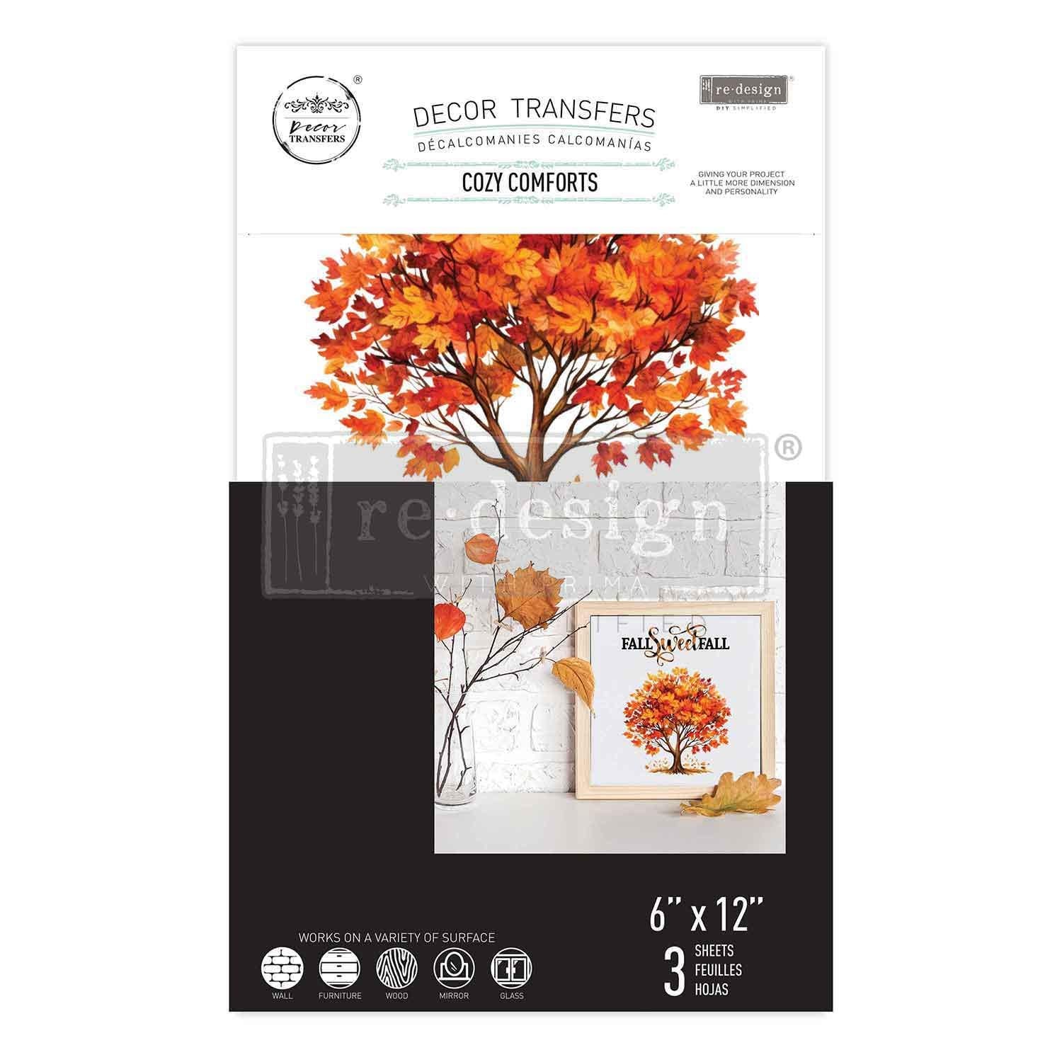 COZY COMFORTS | Small Transfers | Redesign With Prima | Furniture | Arts & Crafts | 6"x12", cut into 3 sheets