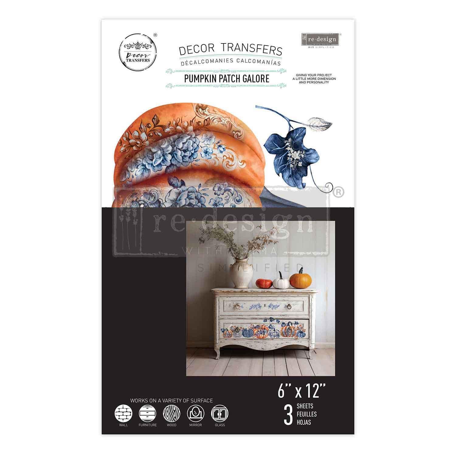 PUMPKIN PATCH GALORE | Small Transfers | Redesign With Prima | Furniture | Arts & Crafts | 6"x12", cut into 3 sheets