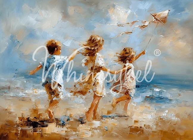 FLY A KITE | Large Decoupage Tissue Paper for Furniture | Arts & Crafts | 21x29 or 14"x20" | Whimsykel Designs | children and their kite