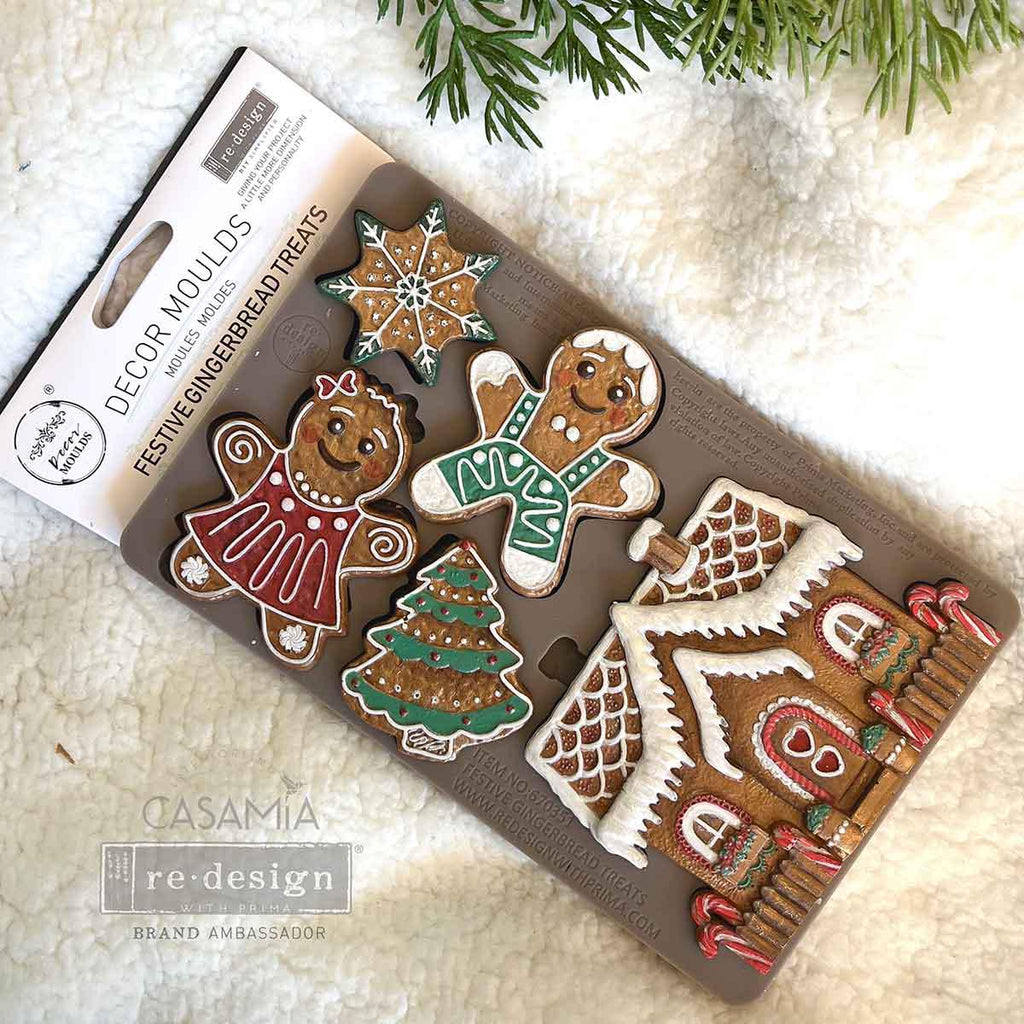 Festive Gingerbread Treats  - Resin Mould 5"x8"