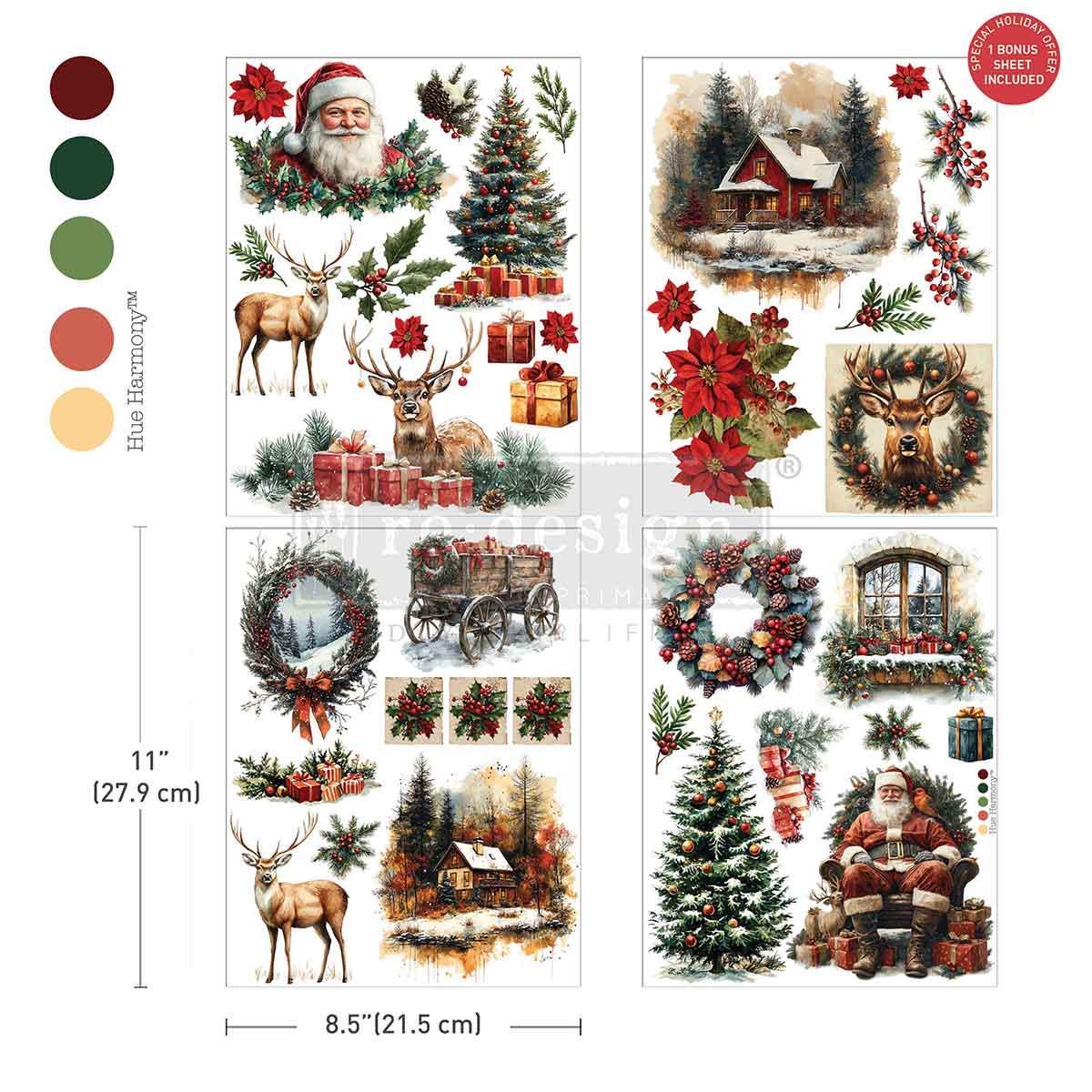 YULETIDE NOSTALGIA | Middy Transfers | Redesign With Prima | Rub on Transfers | Furniture | Arts & Crafts | 4 sheets-8.5" x 11"