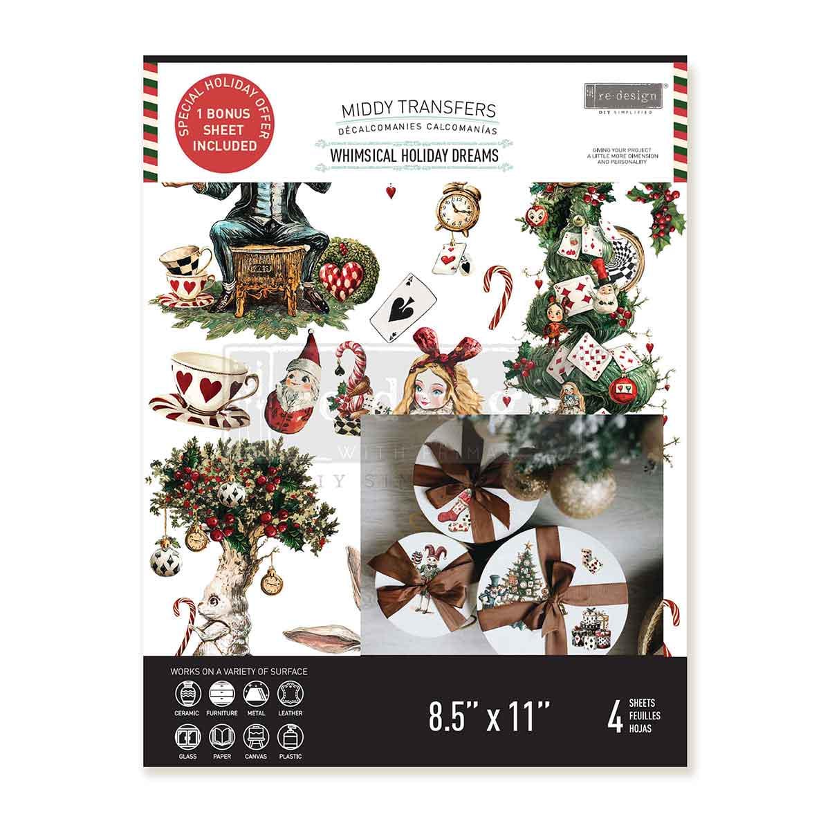 WHIMSICAL HOLIDAY DREAMS | Middy Transfers | Redesign With Prima | Rub on Transfers | Furniture | Arts & Crafts | 4 sheets-8.5" x 11"