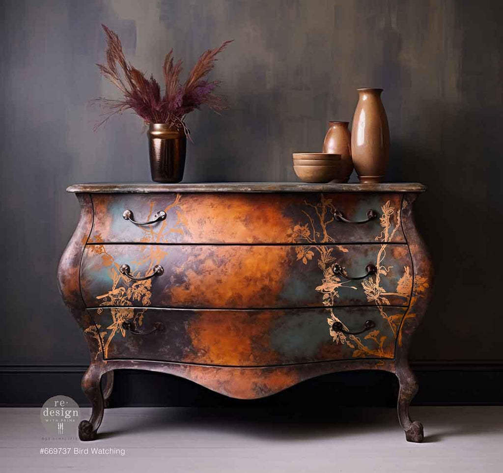 BIRD WATCHING | Decor Transfers | Redesign With Prima | Copper Foil | Rub on Transfers | Furniture | Arts & Crafts | 18"X24", 2 sheets