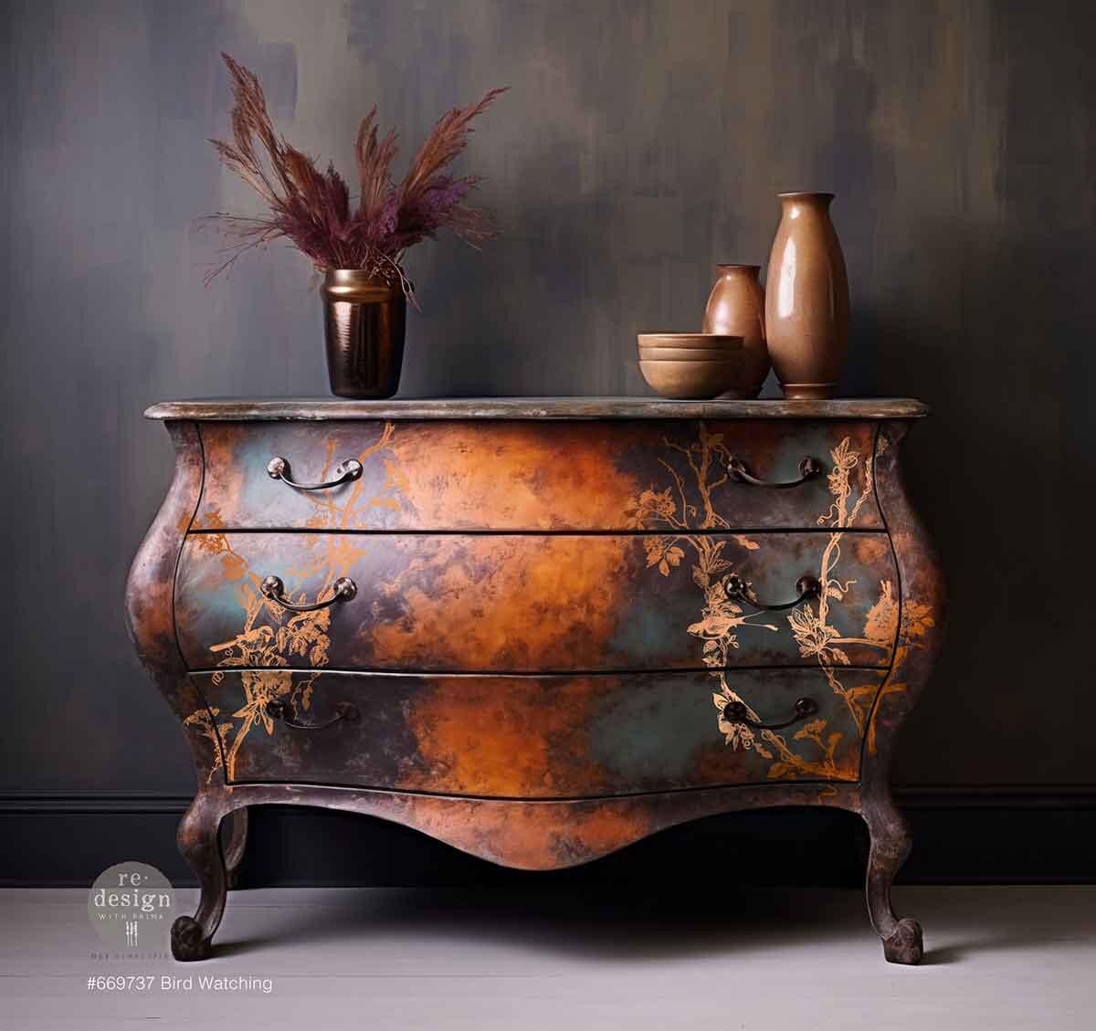 BIRD WATCHING | Decor Transfers | Redesign With Prima | Copper Foil | Rub on Transfers | Furniture | Arts & Crafts | 18"X24", 2 sheets