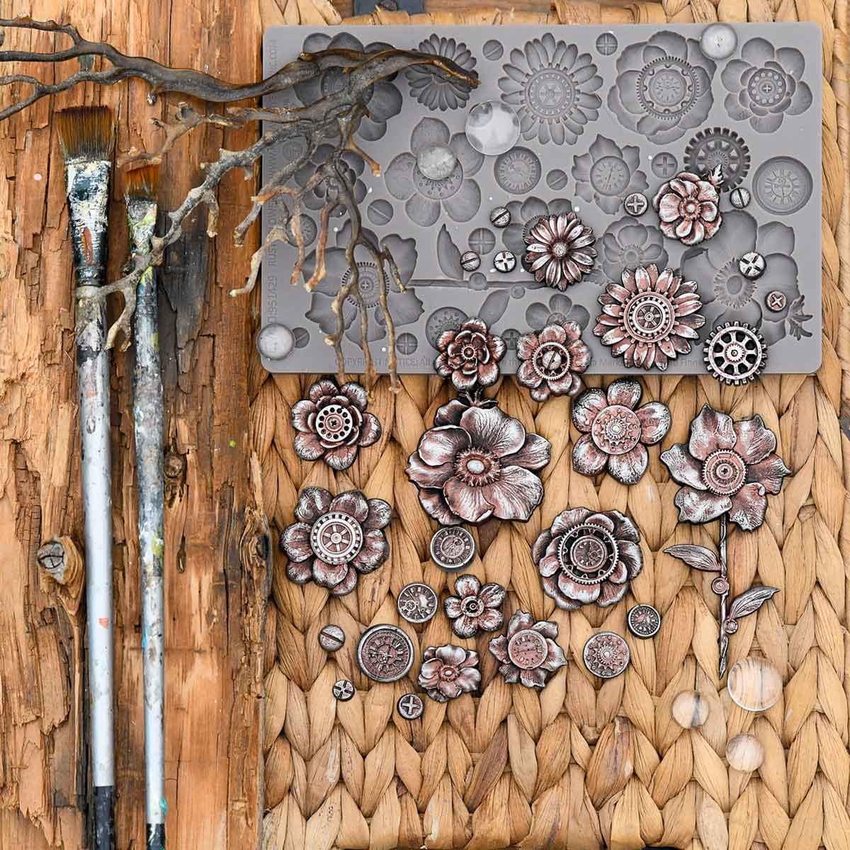 Rusty Flowers - Resin Mould 5"x8"