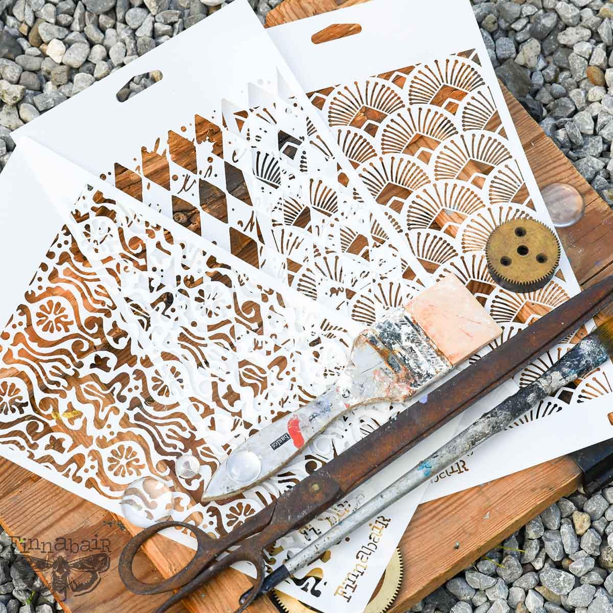 DECADENT WALLS | Stencil Set | Furniture | Arts & Crafts | 6"x9"; 3 stencils | Redesign with Prima | add backgrounds to your piece